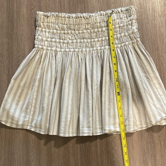 Madewell Women Skirt Small Smocked Pull On Mini Cool Fog Striped Coastal Cowgirl - Picture 9 of 11